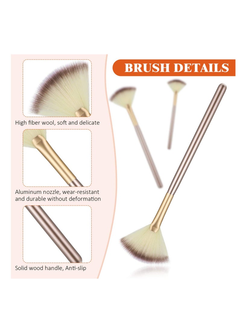 9 Pieces Facial Fan Mask Brushes, Soft Facial Applicator Brushes Tools for Peel Glycolic Makeup for Mud Cream (Champagne)