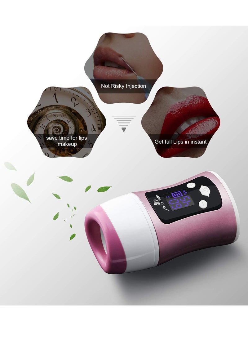 Lip Plumper - Lip Suction Booster Automatic, Intelligent Control (Time, Sucking), Digital Display, Charging via USB, Standing Design Lip Filler for Lip Make-Up (Bonus Sponge Pad Included)