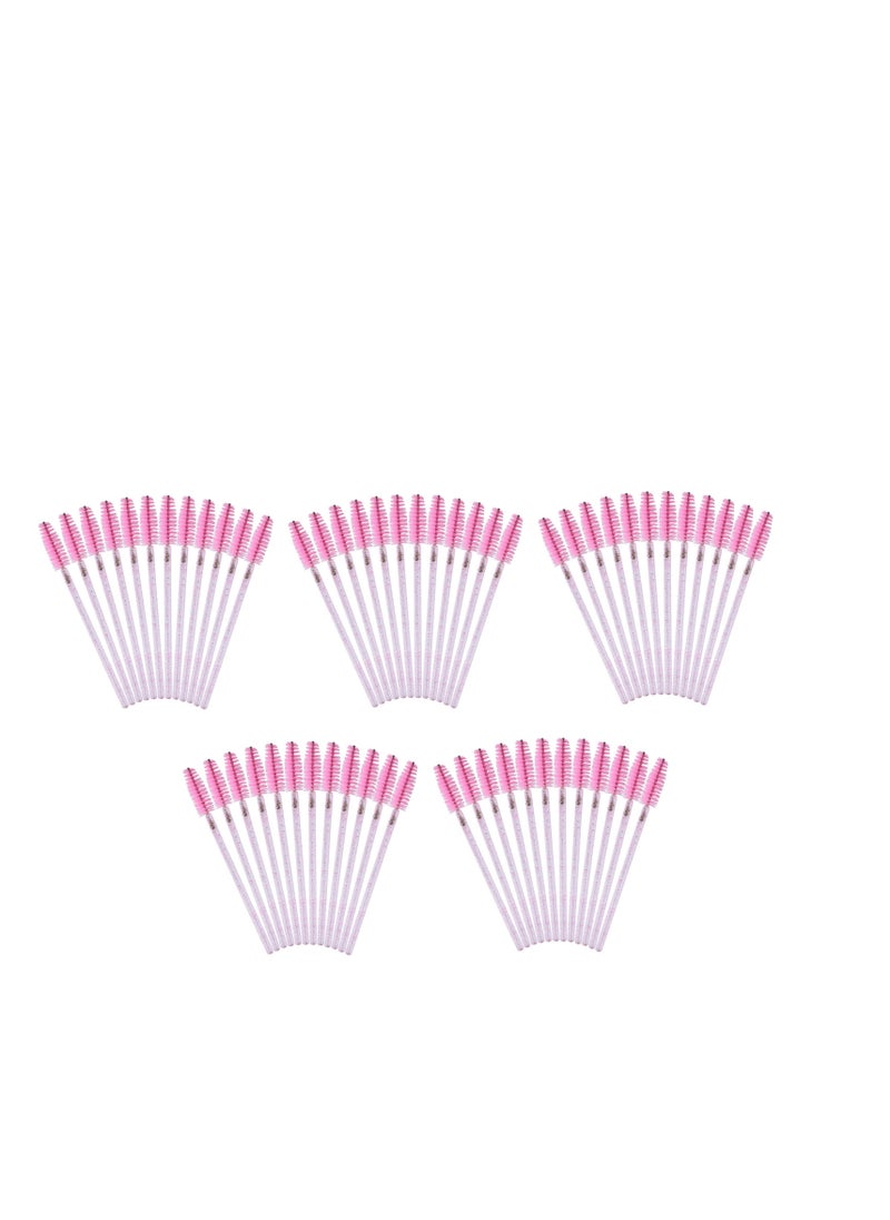 50PCS Mascara Wands,Crystal Pink Mascara Brushes, Disposable Eyelash Eyebrow Spoolies, Lash Brush for Makeup Eyelash Extensions, Eyebrow Spoolie for Lash Extension(Pink)