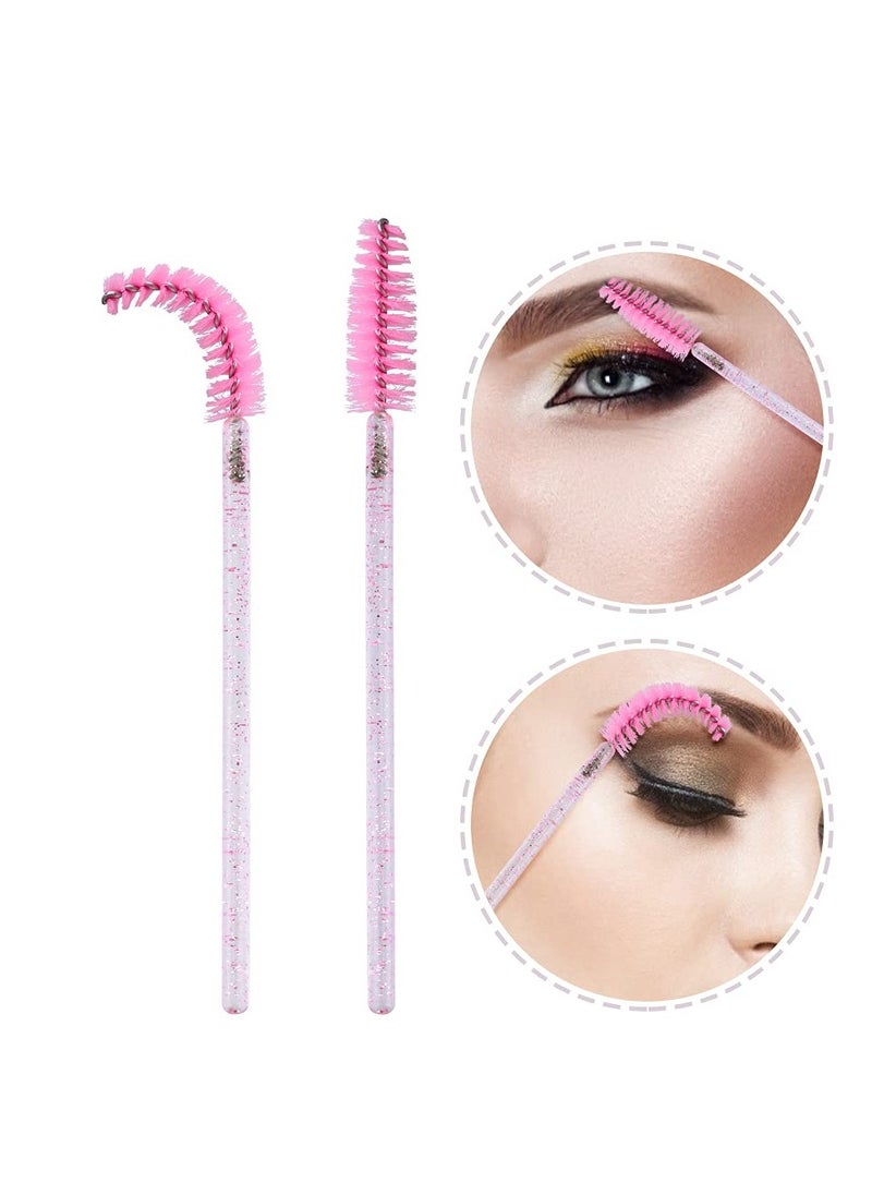 50PCS Mascara Wands,Crystal Pink Mascara Brushes, Disposable Eyelash Eyebrow Spoolies, Lash Brush for Makeup Eyelash Extensions, Eyebrow Spoolie for Lash Extension(Pink)