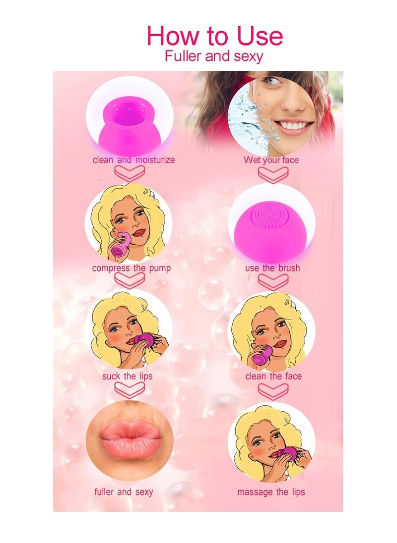 Lip Plumper, Lip Makeup Lip Enhancement Device Beauty Mouth Beauty Tool Quickly Face Clean Massage Lip Suction Device Silicone Lip Pump with Brush Pumps Lip Plumping Devices Lips