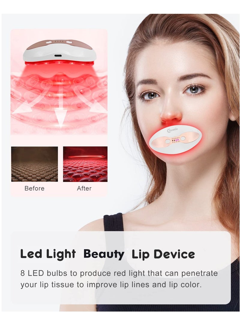 Red Light Device, FERNIDA 2 in 1 Lip and Eye Care Tool with Heated for Anti-Aging, Smooth Lip Wrinkles, Lip Plumper and Reduce Dark Circles, 4 Levels Heating Temps, White