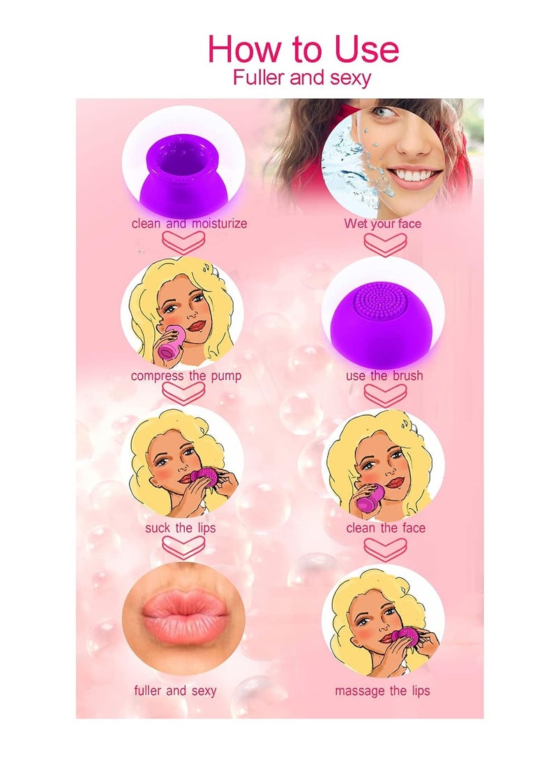 Lip Plumper Device, Lips Enhancer Lip Vacuum Suction Beauty Bigger Mouth Quickly Face Clean Massage Silicone Lip Pump with Brush()