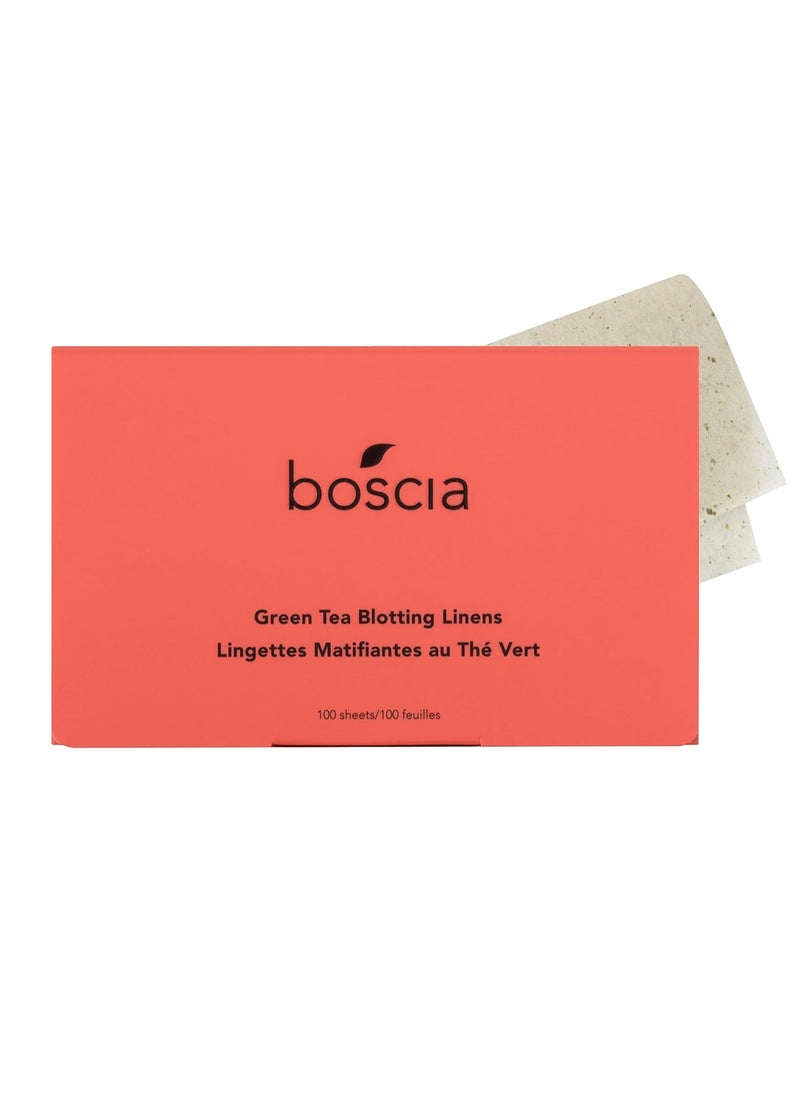 boscia Green Tea Blotting Linens - Vegan, Cruelty-Free, Natural Skin Care - Oil Blotting Sheets for Face - For Combination to Oily Skin Types - Travel Size - 100 Sheets