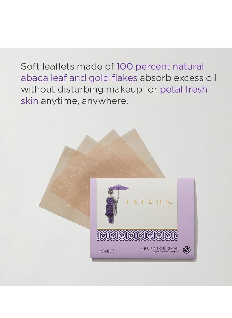 Tatcha Aburatorigami Blotting Papers: 100% Natural Abaca Leaf & Gold Flakes Absorb Excess Oil (40 Pack)