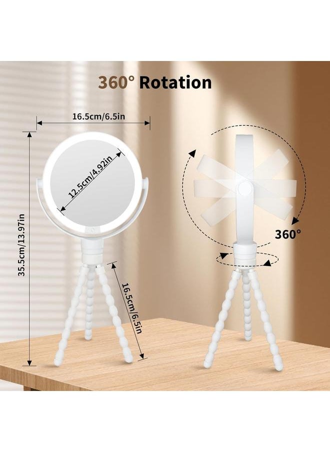 bluejw Lighted Makeup Mirror, 1X/10X Double Sided LED Magnifying Mirror, 3 Color Lights Touch Dimmable Rechargeable Portable Travel Makeup Mirror with Detachable Stand,White