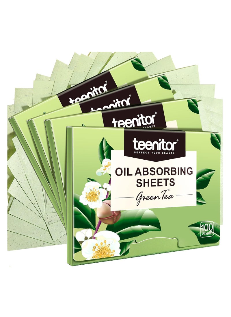 Teenitor Oil Blotting Sheets for Face, 400 Sheets Green Tea Oil Absorbing Sheets Blotting Paper for Oily Skin, Oil Absorbent Pads Face Oil Wipes Oil Sheets for Women, Oil Control Film Large 10cmx7cm