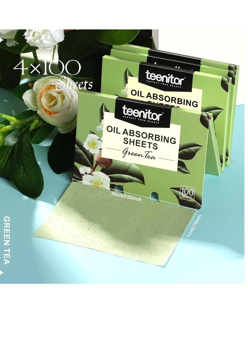 Teenitor Oil Blotting Sheets for Face, 400 Sheets Green Tea Oil Absorbing Sheets Blotting Paper for Oily Skin, Oil Absorbent Pads Face Oil Wipes Oil Sheets for Women, Oil Control Film Large 10cmx7cm