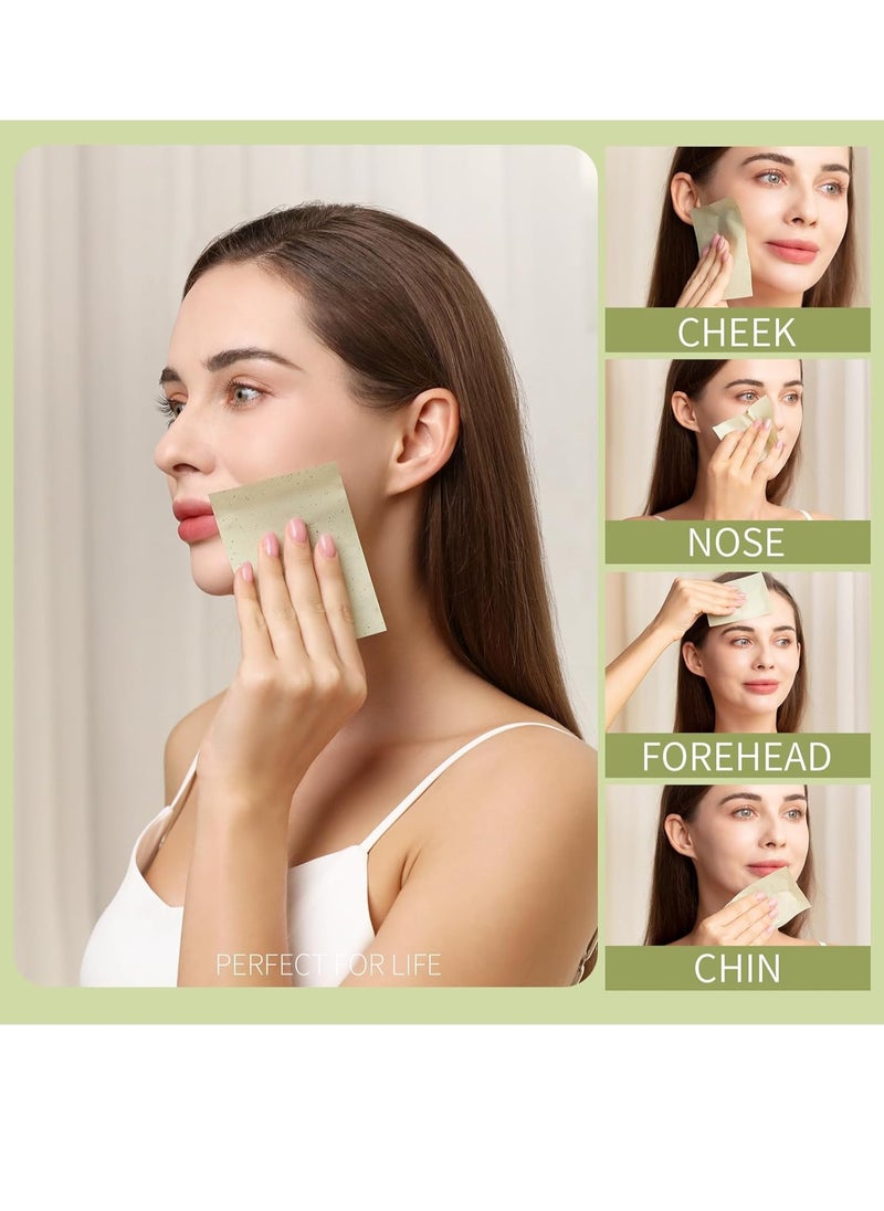 Teenitor Oil Blotting Sheets for Face, 400 Sheets Green Tea Oil Absorbing Sheets Blotting Paper for Oily Skin, Oil Absorbent Pads Face Oil Wipes Oil Sheets for Women, Oil Control Film Large 10cmx7cm