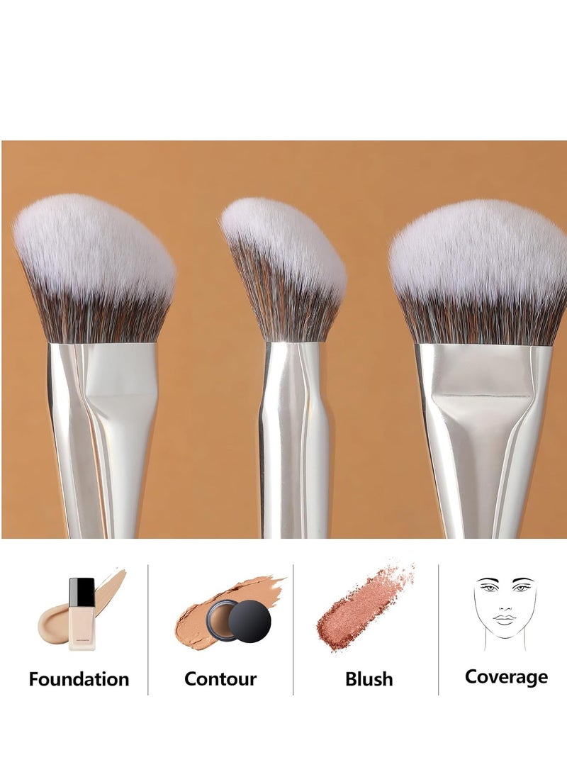 Blush Brush, Angled Contoured for Flawless Face Foundation Liquid Cream Cheek Makeup Multitask 202