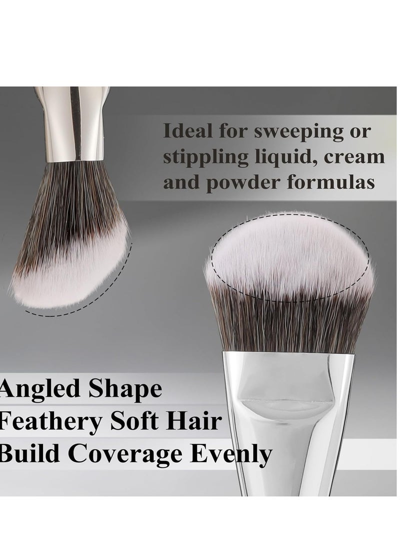 Blush Brush, Angled Contoured for Flawless Face Foundation Liquid Cream Cheek Makeup Multitask 202