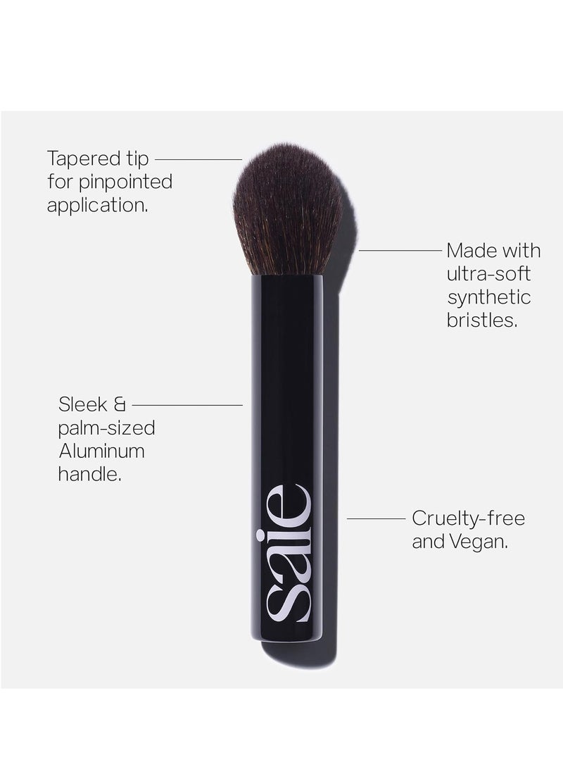 Saie The Fluffy Brush - Soft, Multi-Use Pressed + Loose Powder Brush - Fluffy Makeup Brush with Tapered Tip for Precise Application - Vegan, Cruelty-Free (1 Count)