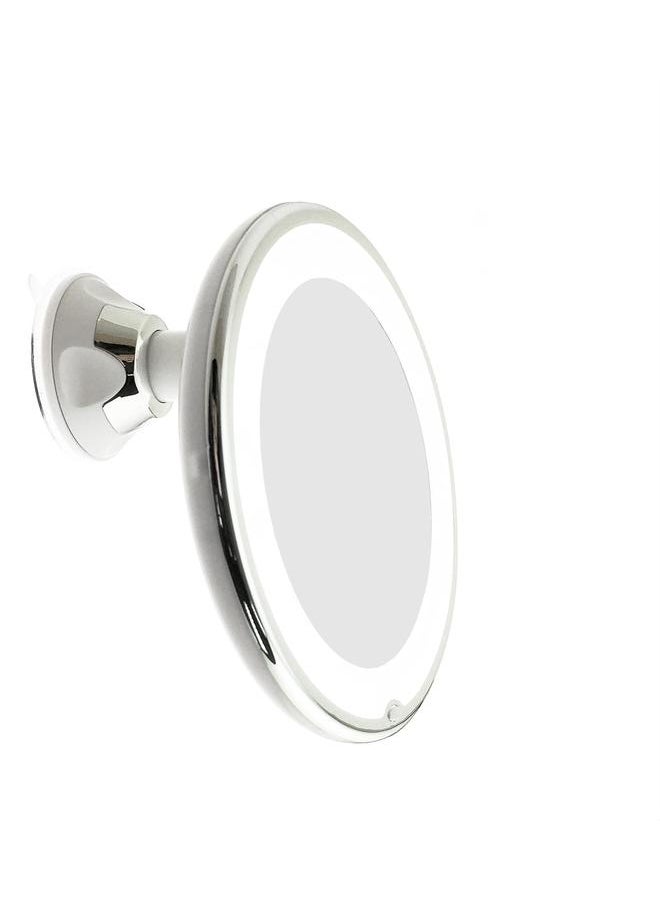 bluejw LED Lighted 10X Magnifying Makeup Mirror with Power Locking Suction Cup, Bright Diffused Light and 360 Degree Rotating Adjustable Arm, Portable Cordless Home and Travel Bathroom Vanity Mirror