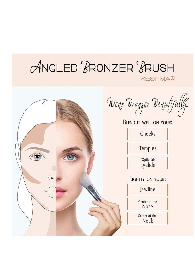 Angled Blush Brush/Bronzer Brush By Keshima - Best Brush for Contour, Blush and Bronzer Makeup Application