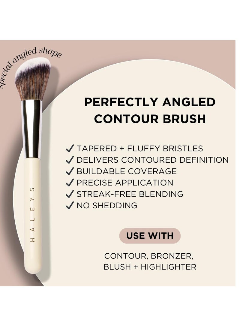 HALEYS Contour Brush VEGAN + CRUELTY-FREE, Angled & Tapered with Fluffy Bristles, Ideal for powder, cream, liquid, Use with blush, contour, bronzer, Sustainable Wood