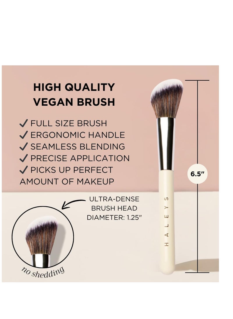 HALEYS Contour Brush VEGAN + CRUELTY-FREE, Angled & Tapered with Fluffy Bristles, Ideal for powder, cream, liquid, Use with blush, contour, bronzer, Sustainable Wood