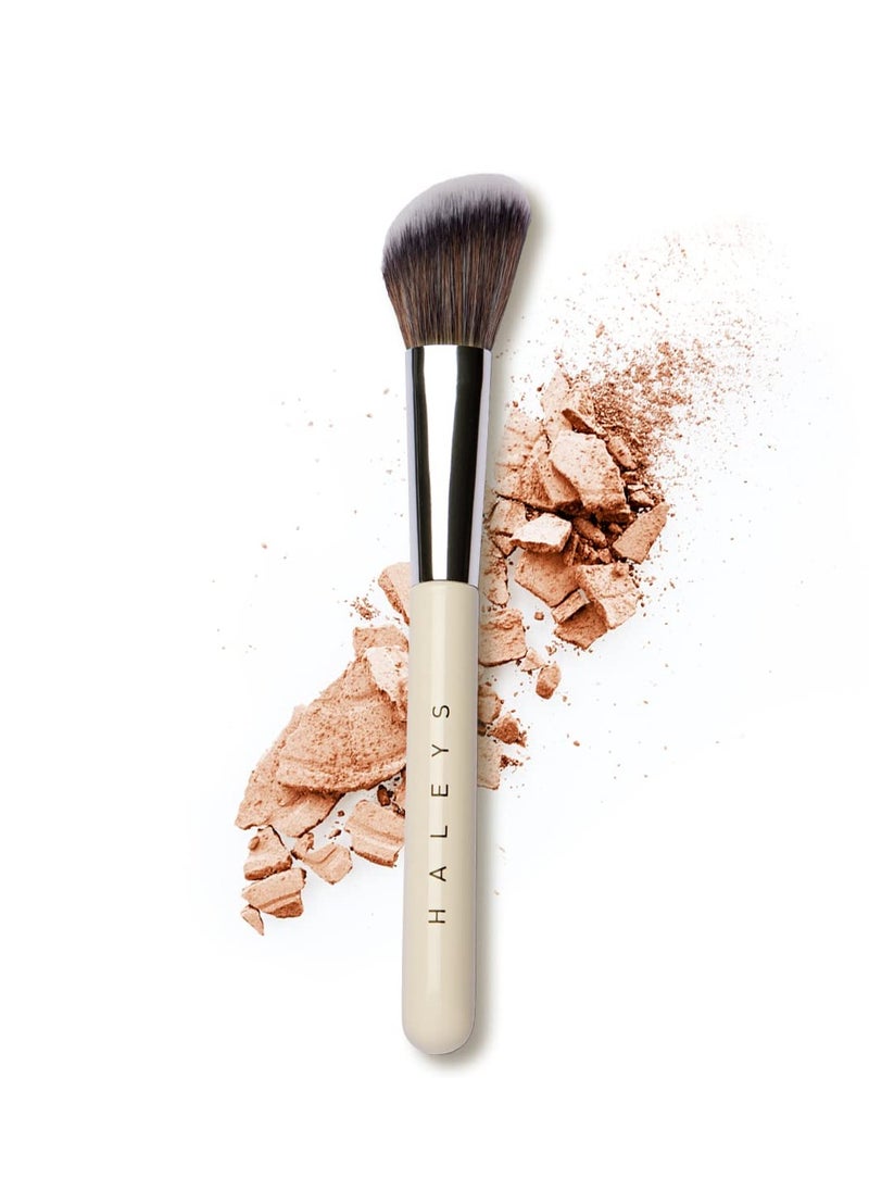 HALEYS Contour Brush VEGAN + CRUELTY-FREE, Angled & Tapered with Fluffy Bristles, Ideal for powder, cream, liquid, Use with blush, contour, bronzer, Sustainable Wood