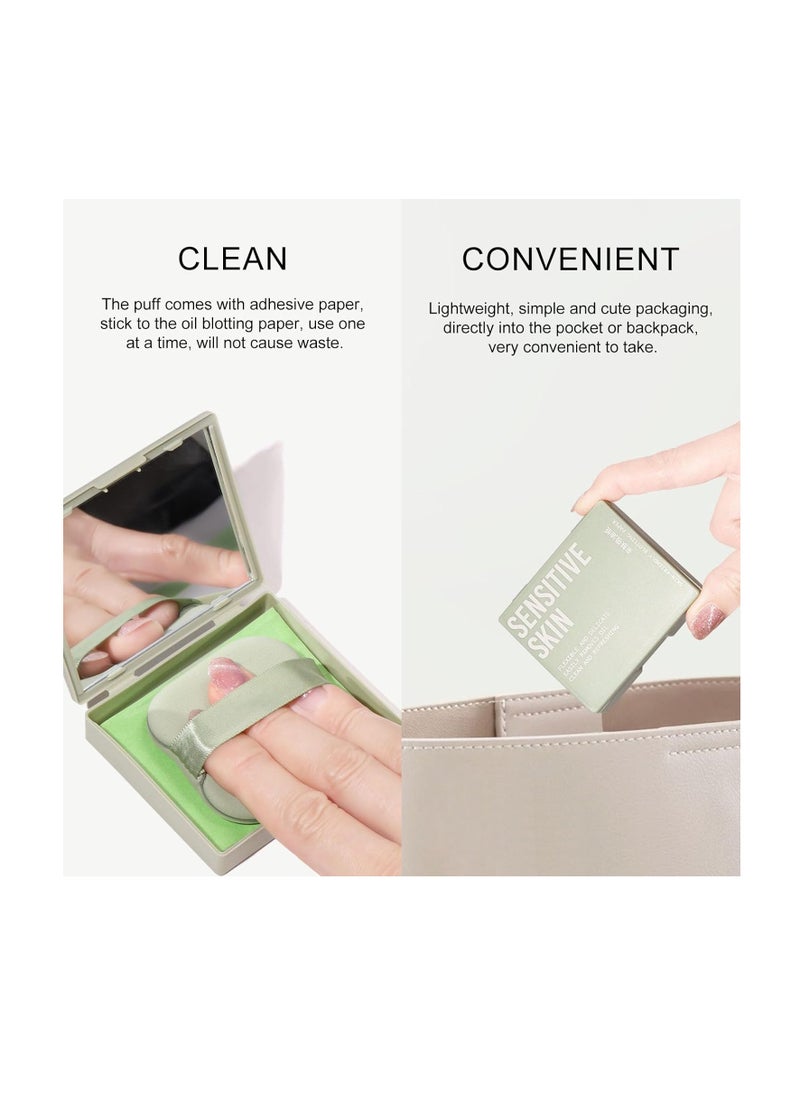 KYDA 200 Sheets Oil Blotting Paper with Mirror and Puff, Refills Included, Face Oil Absorbing Sheets, Oil Control Paper, Absorb Excess Oil, Makeup Friendly