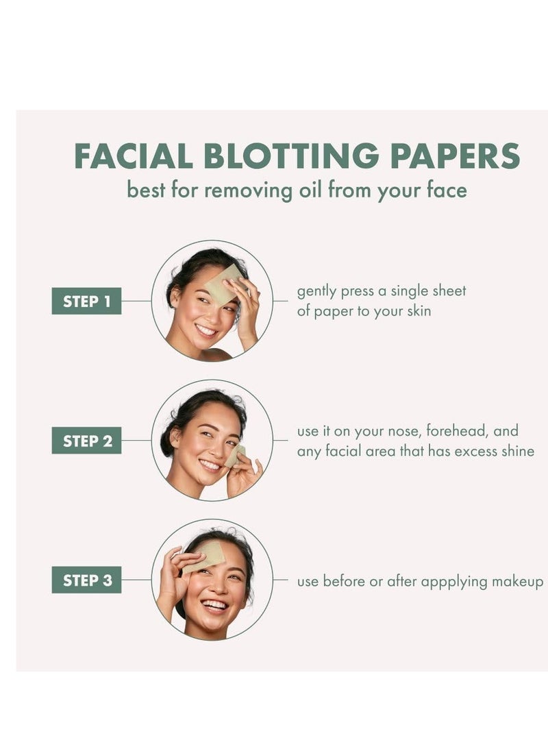 EcoTools Natural Oil Absorbing Facial Blotting Papers, Plant-Based Materials, Makeup Friendly, Removes Excess Oil, Travel Sized, Easy To Use, Perfect For Oily & Shiny Skin, 200 Sheet Count