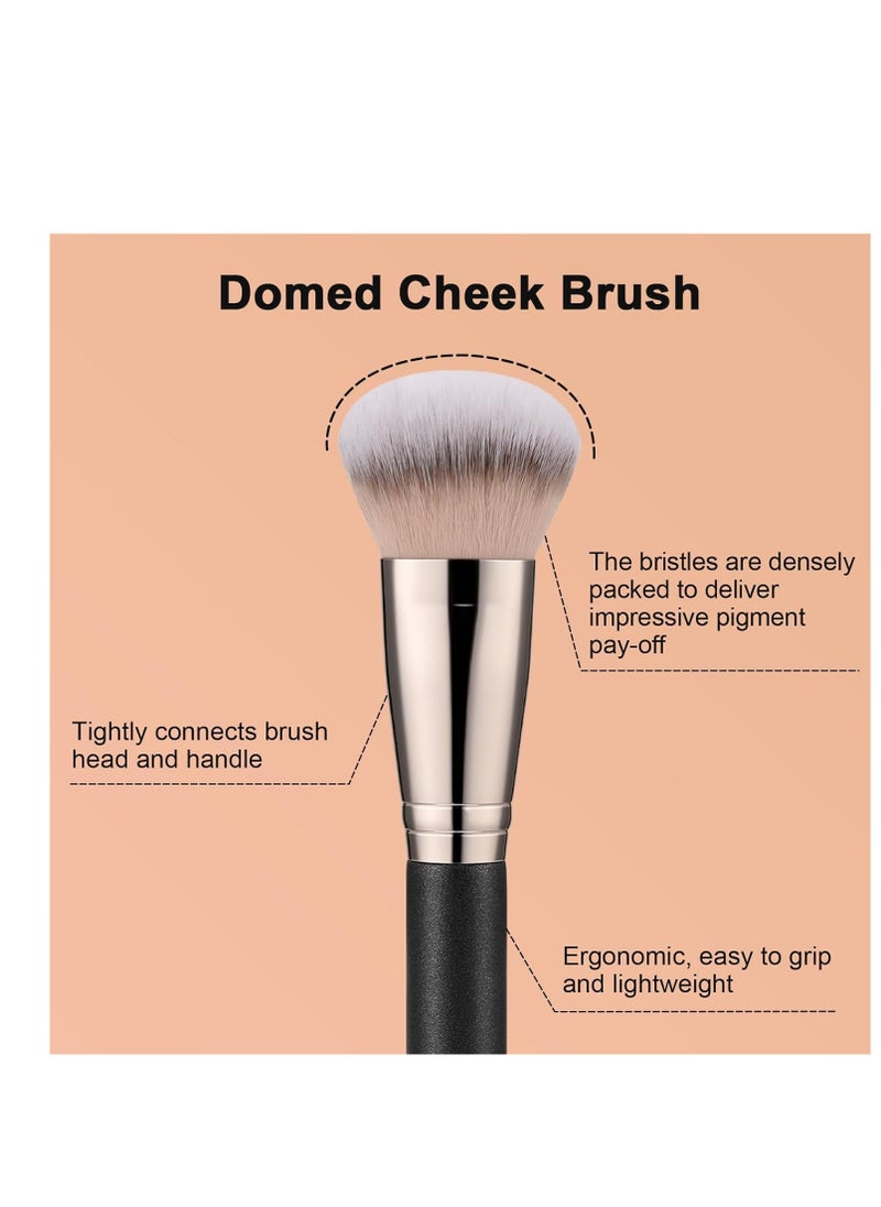 TEOYALL Domed Cheek Brush, Medium Precision Brush Head with Dense Synthetic Bristles for Contour Bronzer Blush with Loose Powder Cream