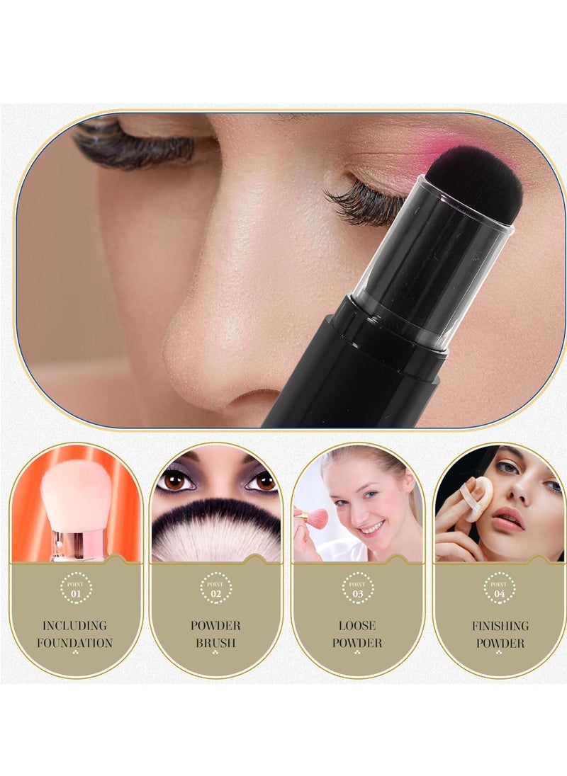 Beaupretty Retractable Blush Brush with Refillable Loose Powder Bottle Jars for Color Highlight Contour Blush Powder Cosmetics