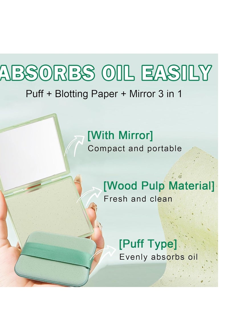 CAHIUYOA Oil Blotting Sheets for Face 100 Counts Oil Absorbing Sheets for Face,Blotting Papers for Oily Skin Face Oil Blotting Sheets with Mirror Case and Makeup Puff