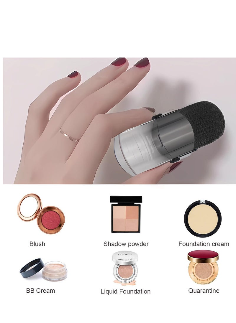 Bling Toman Mini Blush Brush Flat Telescope Brush Retractable Travel Makeup Brush for Mineral Powder,Contouring, Bronzer, Loose Powder,Sunscreen, Cream Foundation or Liquid Cosmetics (2 pcs)