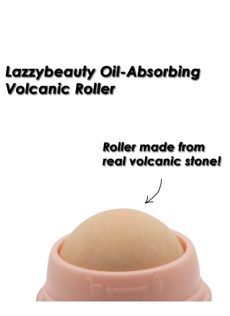 Oil-Absorbing Volcanic Face Roller, with Replaceable Stone Balls & EVA Carry Case, Reusable Facial Skincare Tool for At-Home or On-the-Go Massage, Instant Results Remove Excess Shiny