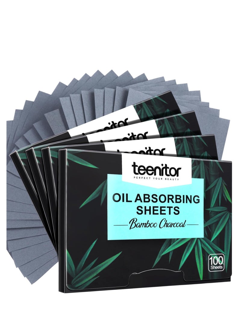 Teenitor 400 Counts Oil Blotting Papers for Face, Bamboo Charcoal Oil Absorbing Sheets for Oily Skin, Oil Blotting Sheets for Face, Oil Absorbent Pads Blotter Paper, Oil Face Wipes Large 10cmx7cm