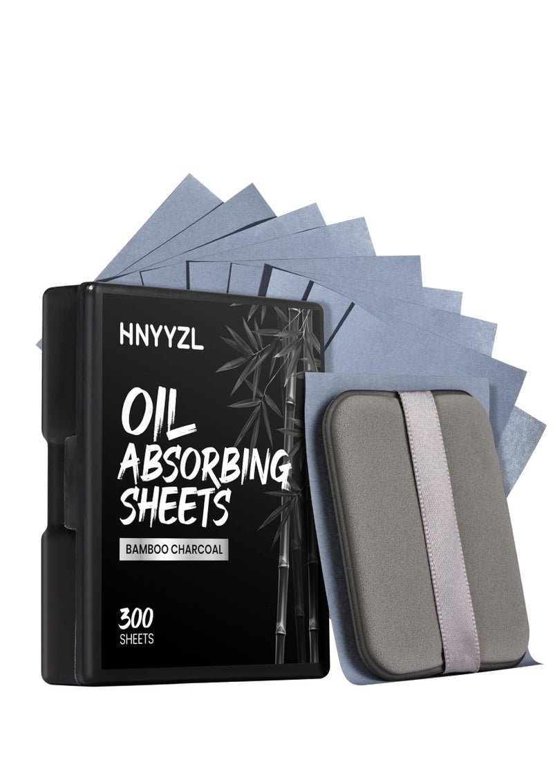 HNYYZL Blotting papers for Face,300pcs Oil blotting sheets,1 Portable box with Mirror & Makeup Puff,Makeup Friendly Oily Skin Shine Blotter,oil face wipes for Home Office School Travel