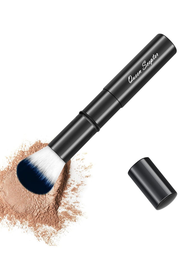 Retractable Kabuki Makeup Brush, Travel Face Blush Brush, Portable Powder Brush with cap for Foundation, Color, Highlight, Contour, Blush, Flawless, Powder Cosmetics