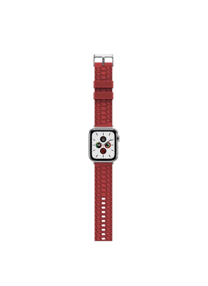 Tire Texture Premium Silicone Apple Watch Band 44mm - Red