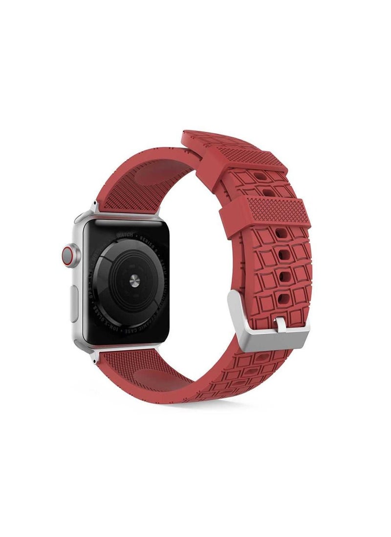 Tire Texture Premium Silicone Apple Watch Band 44mm - Red