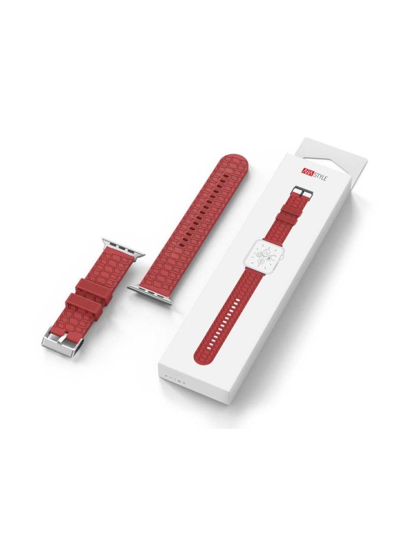 Tire Texture Premium Silicone Apple Watch Band 44mm - Red