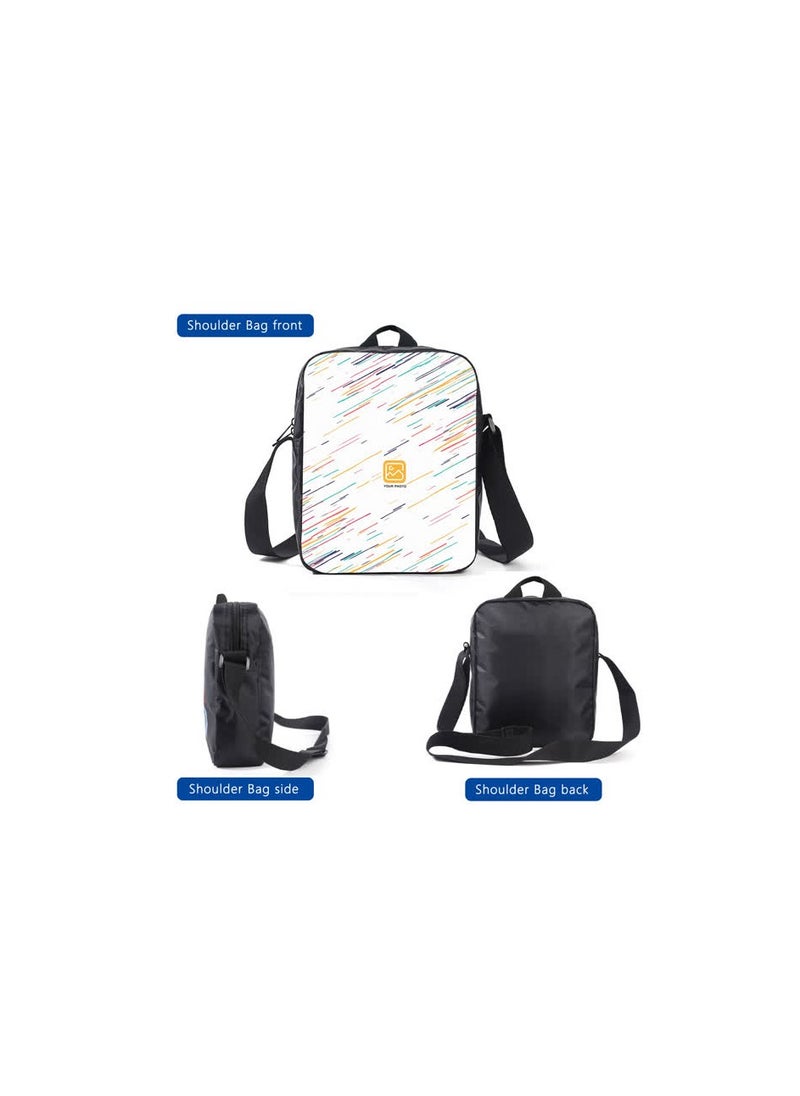 Printed backpack polyester schoolbag large-capacity cross-body bag student-M02-: Mini Paradise Mini World (universal standard three-piece set)