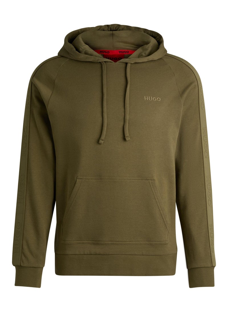 Cotton-terry hoodie with logo tape sleeves