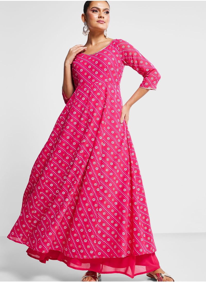 Bandhani Print Anarkali Kurti