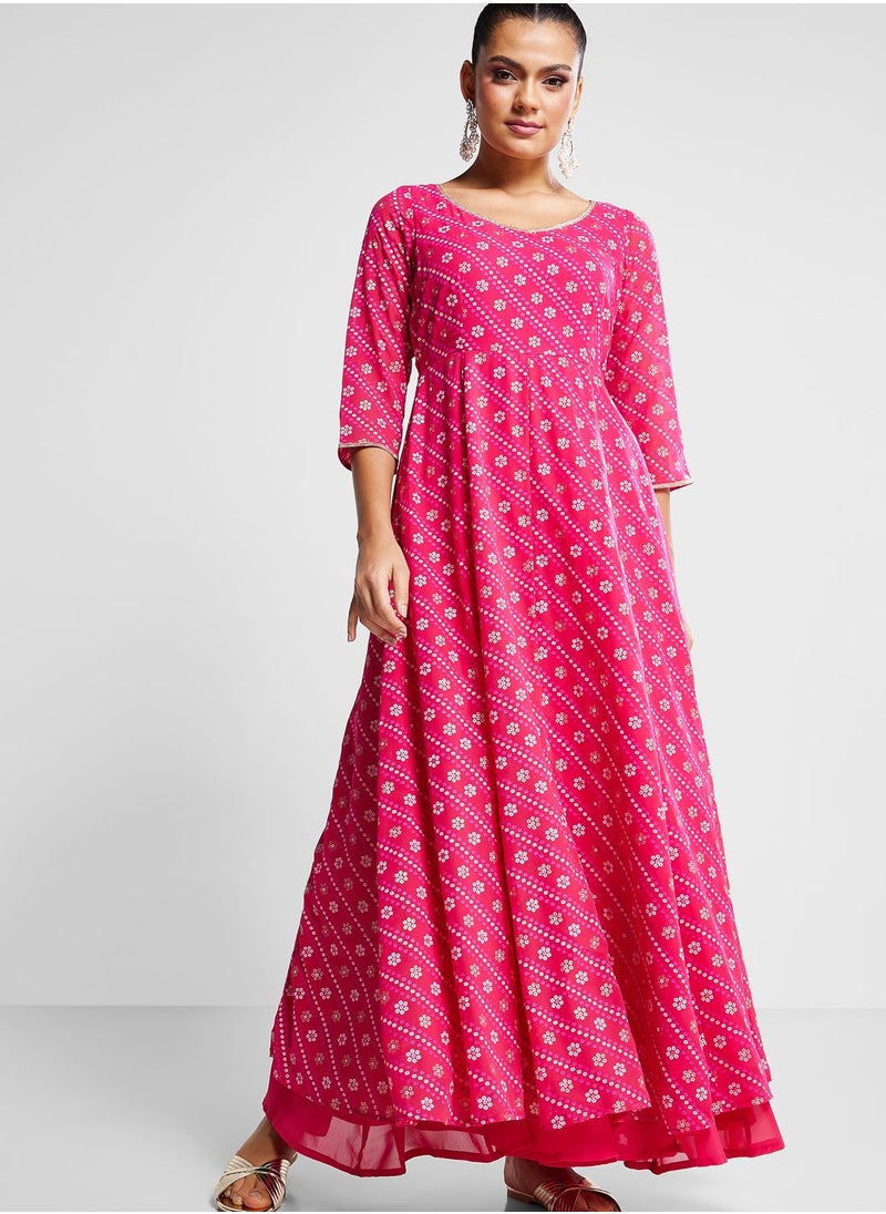 Bandhani Print Anarkali Kurti