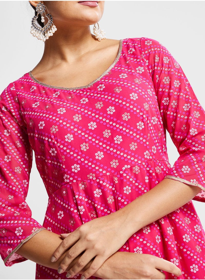 Bandhani Print Anarkali Kurti