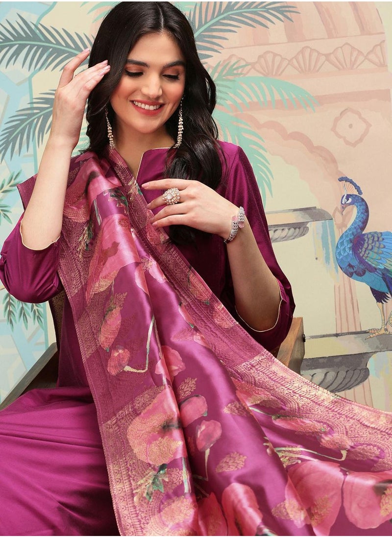 Women WINE Kurta Set with Duppatta