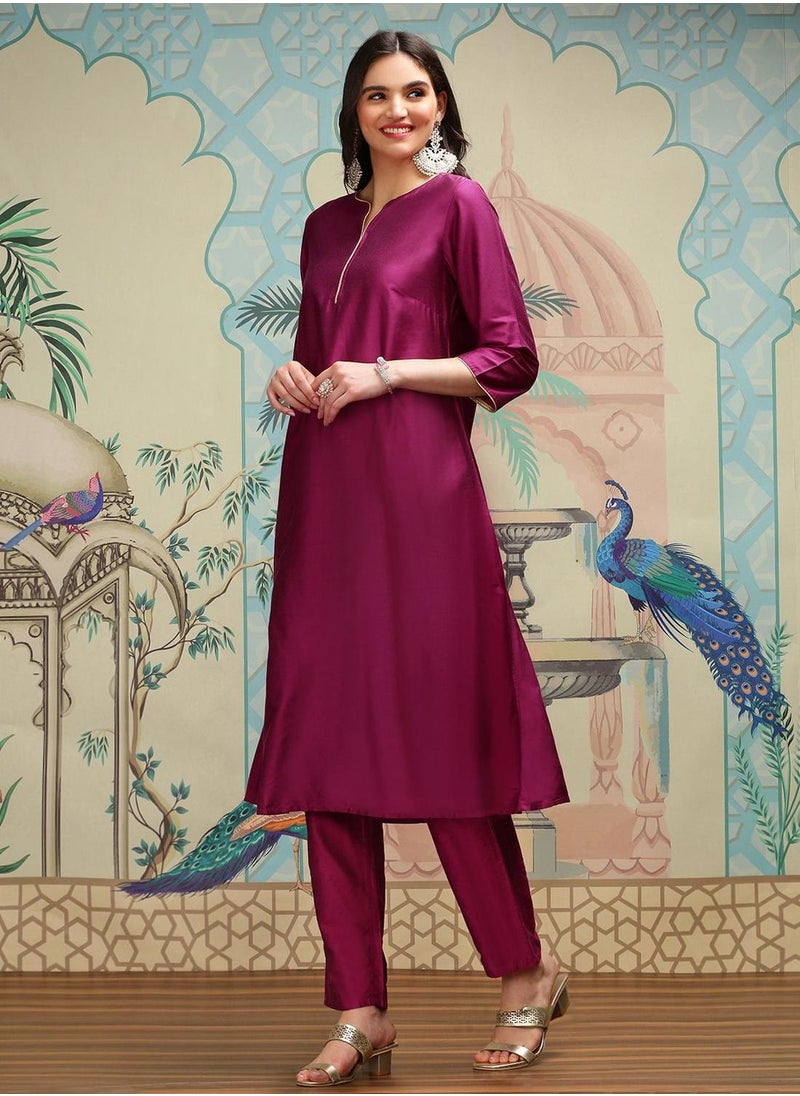 Women WINE Kurta Set with Duppatta