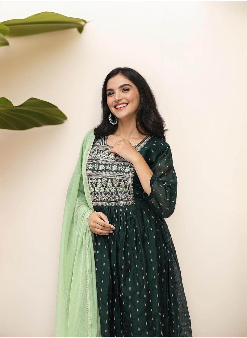 Women Bottle Green Kurta Sets