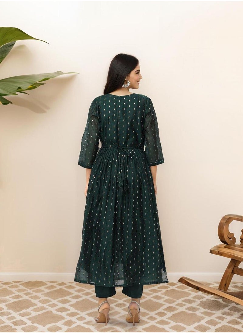 Women Bottle Green Kurta Sets