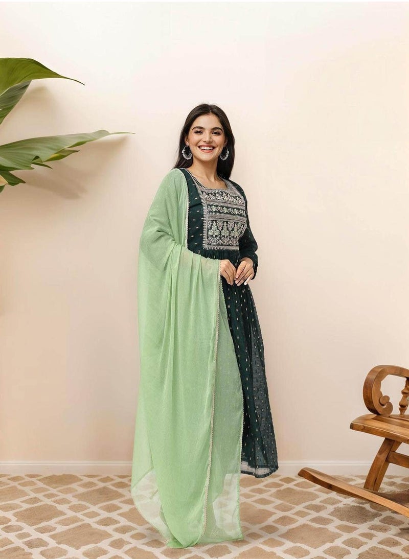 Women Bottle Green Kurta Sets