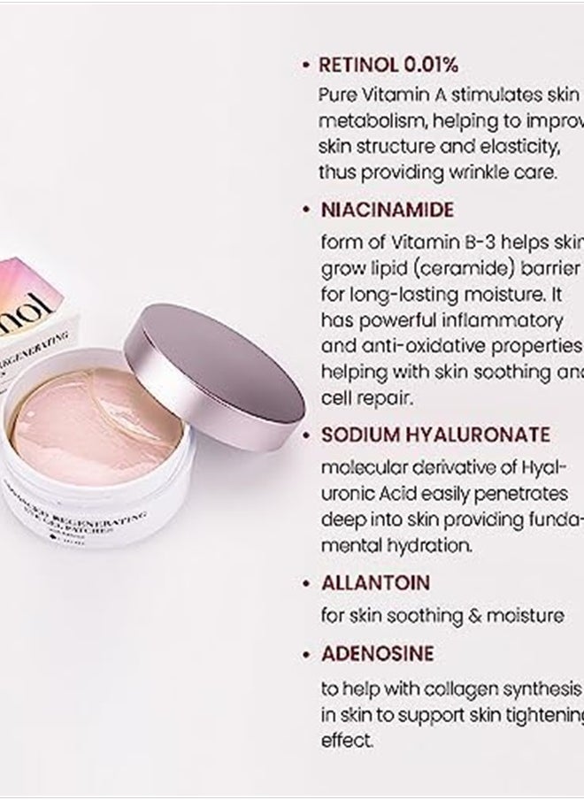 KSECRET Advanced Regenerating Eye Gel Patches, 102g/3.45oz. 60pcs (15 full pairs) with RETINOL | Korean Skincare | Under Eye Masks for Anti-Wrinkles, Anti-Aging, Dark Circles, Puffiness…