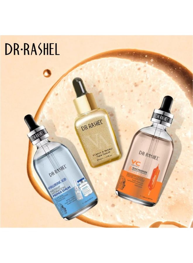 Combo Of Face Serum Vitamin A Rentinol Face Hyaluronic Acid Primer And Vitamin C Multicolour 30ml