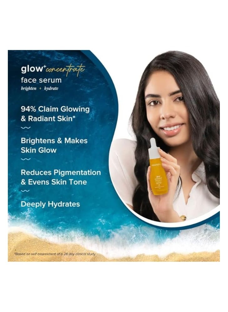 Aqualogica Glow+ Concentrate Vitamin C Face Serum, 1.01 Fl Oz (30ml) | With Vitamin C & Papaya | Organic, Pure, Natural Face Serum Moisturizer for Oily & Dry Skin | for Men & Women