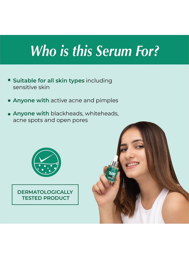 Crystal Clear No More Acne 2% Salicylic Acid Power Serum L For Acne, Pimples, Blackheads & Open Pores L For Oily Or Combination Skin L Halal Certified & Vegan - 30 Ml