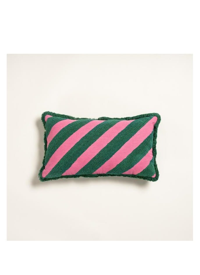 Ghuni Diagonal Cotton Cushion 30x55 Cm Pink/Green