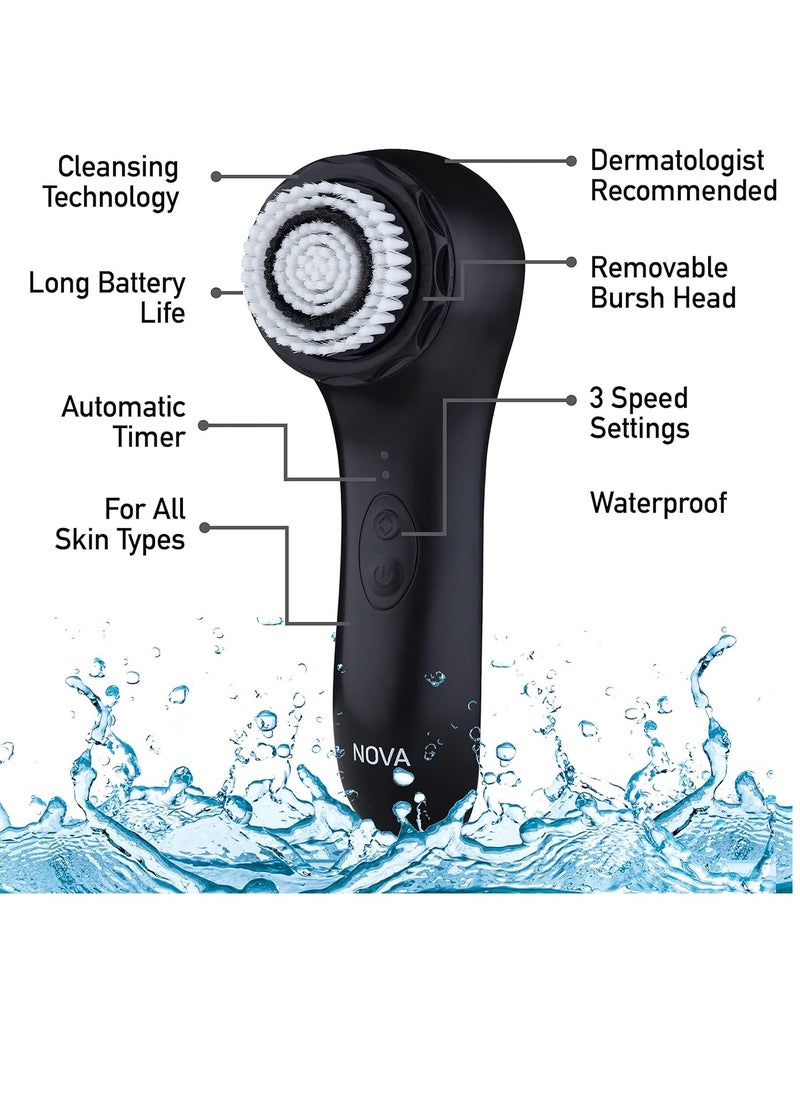 Spa Sciences - NOVA - Sonic Cleansing Brush with Bristles & Infusion System – Anti-Aging Facial Exfoliating, Waterproof, and USB Rechargeable